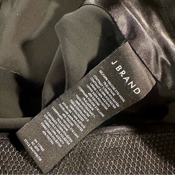 J Brand Black Wool-Blend Honeycomb Textured Sheer Back Paneled Blazer Size 0 - Picture 8 of 16